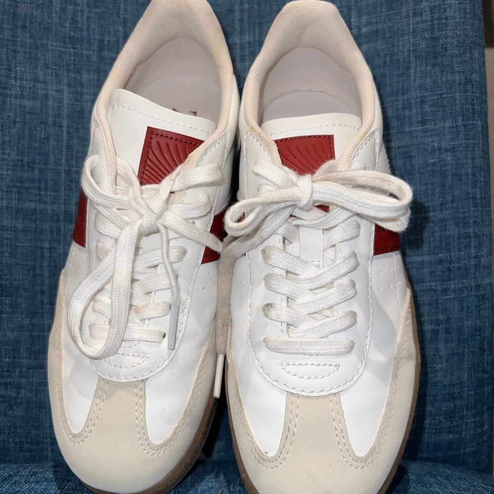 White and Red Sneakers